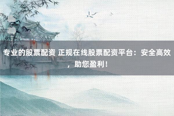 专业的股票配资 正规在线股票配资平台：安全高效，助您盈利！