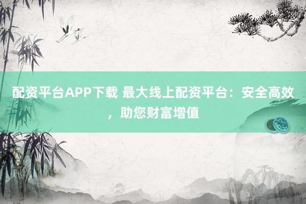 配资平台APP下载 最大线上配资平台：安全高效，助您财富增值