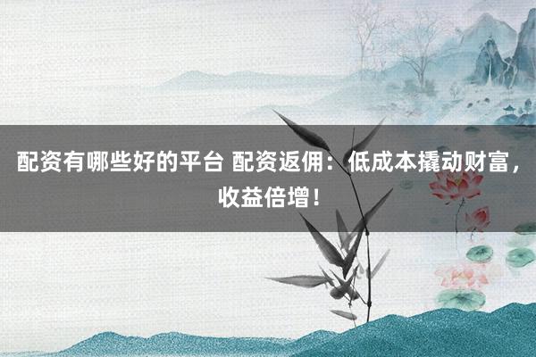 配资有哪些好的平台 配资返佣：低成本撬动财富，收益倍增！
