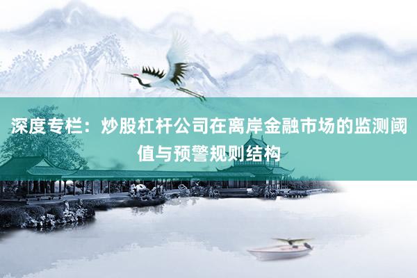 深度专栏:炒股杠杆公司在离岸金融市场的监测阈值与预警规则结构