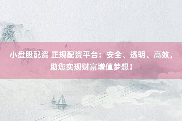 小盘股配资 正规配资平台：安全、透明、高效，助您实现财富增值梦想！