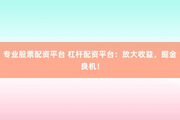 专业股票配资平台 杠杆配资平台：放大收益，掘金良机！