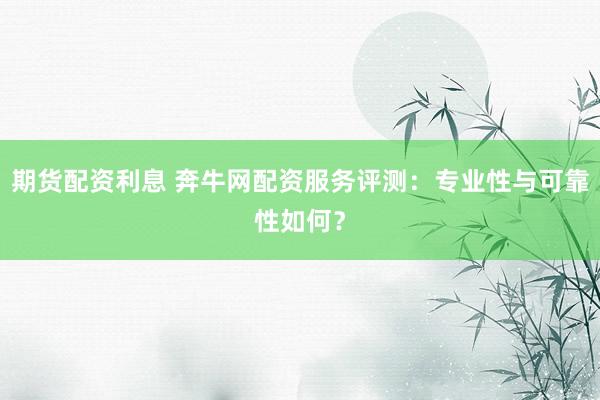 期货配资利息 奔牛网配资服务评测：专业性与可靠性如何？