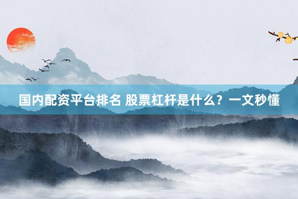 国内配资平台排名 股票杠杆是什么？一文秒懂